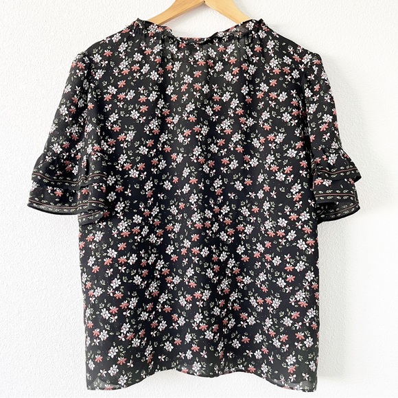 Max Studio Black Floral Blouse - Picture 7 of 8